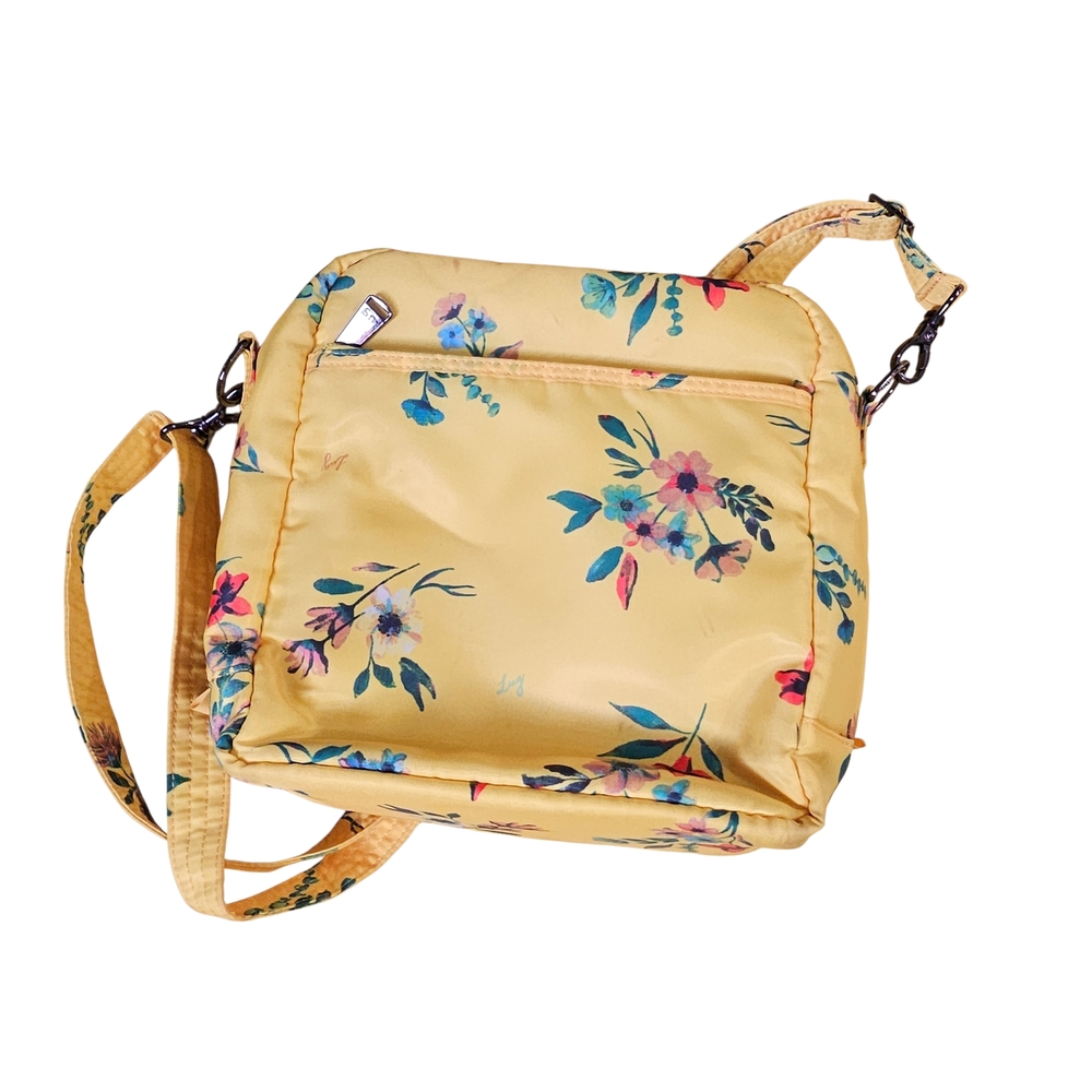 Lug Ranger Bouquet Yellow Patterned Floral Quilted Crossbody Bag Green Lining - Picture 2 of 7